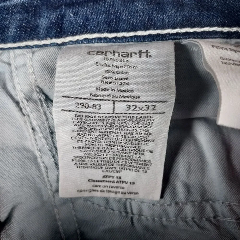 Carhartt FR Work Jeans 32x32 Flame Resistant Denim Pants CAT2 NFPA2112 Blue Deni
